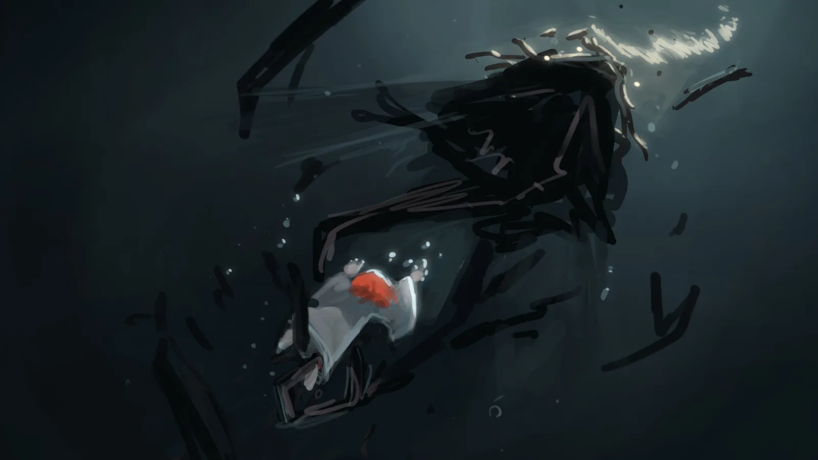 The Owl's Descent — concept art, Laila in the lake