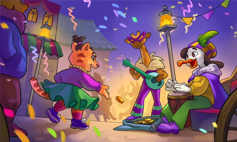 Mardi Gras scene — mobile game