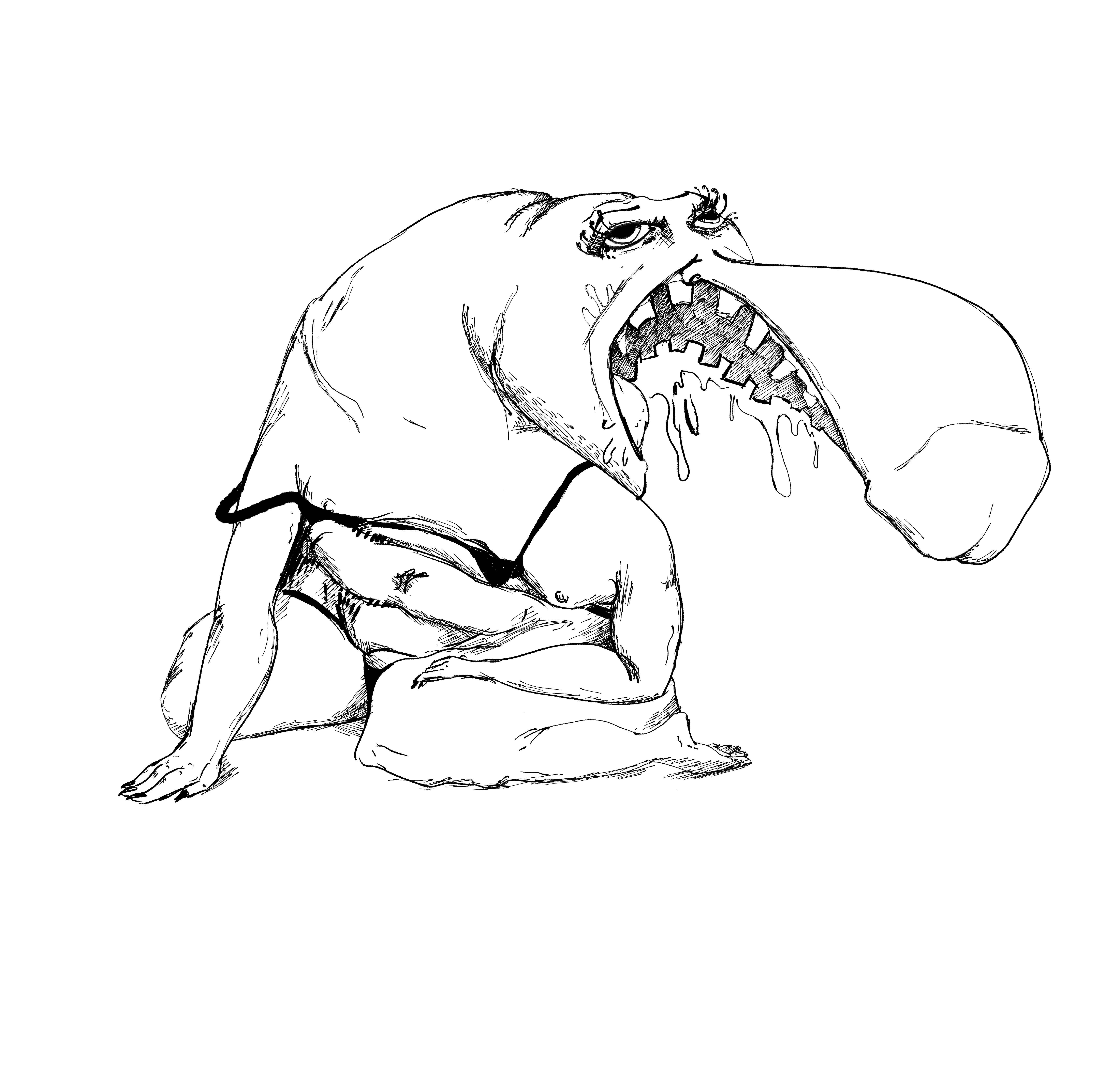 Creature — ink drawing by Michael B. Jacob