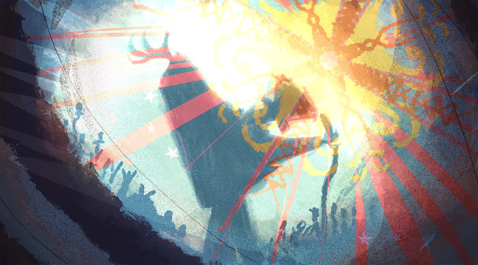 Tent crowd — illustration by Michael B. Jacob